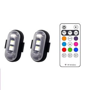 무선 원격 LED 스트로브 라이트 자동차 오토바이 자전거 경고 장식 램프 USB 충전식 항공기 표시기 8 색 자동차 조명