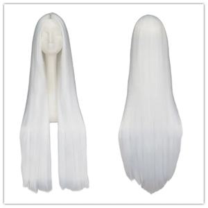 흰색 가발 100CM/40 인치 합성 내열성 섬유 긴 할로윈 의상 코스프레 카니발 스트레이트 헤어