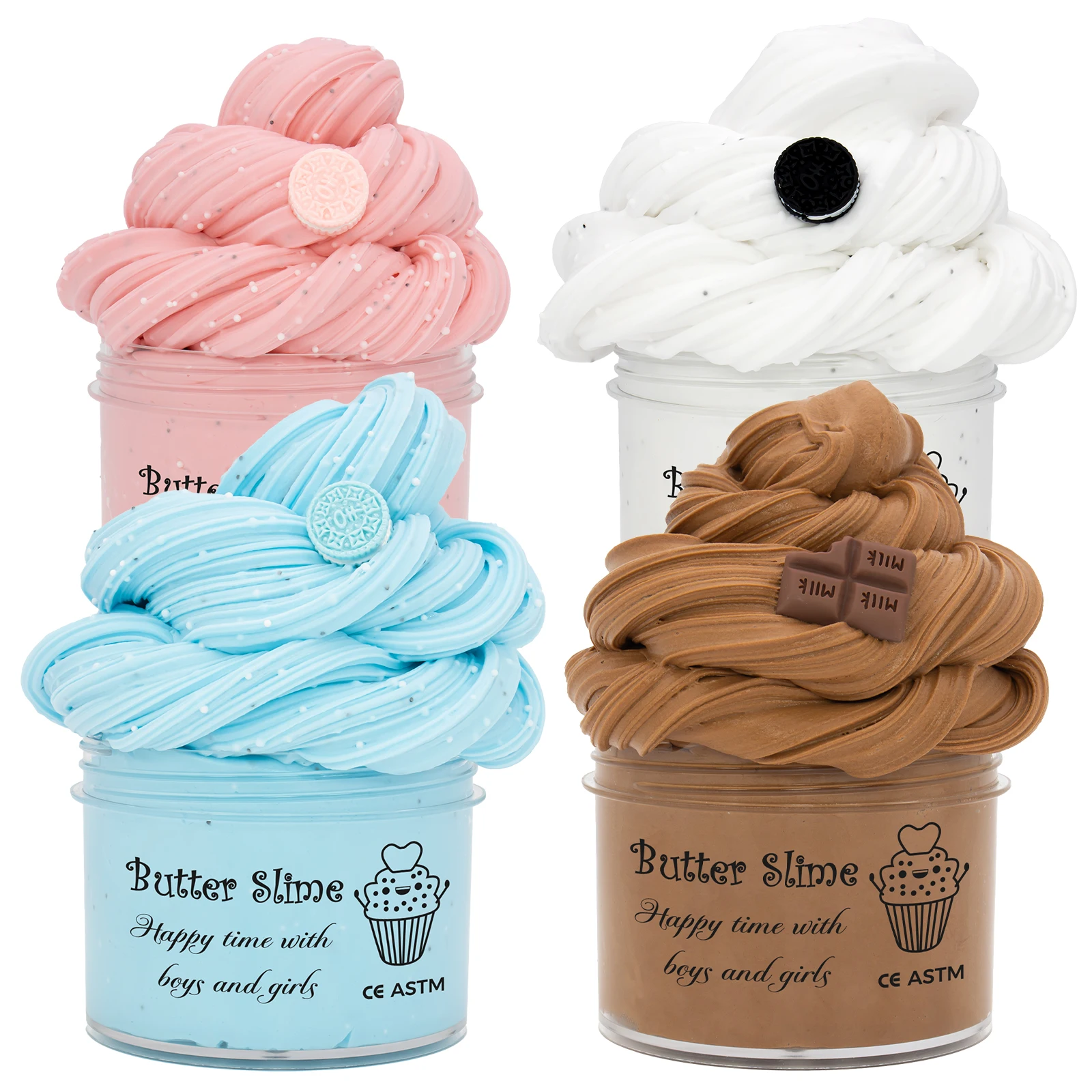 70ml 초콜릿 쿠키 버터 점액 키트 향기로운 점액 부드러운 푹신한 퍼티 DIY Plasticine 생일 선물 장난감 파티 호의