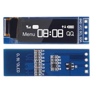 I2C OLED 디스플레이 모듈 0.91 인치 I2C SSD1306 OLED 디스플레이 모듈 Arduino 용 흰색/파란색 I2C OLED 스크린 드라이버 DC 3.3V ~ 5V