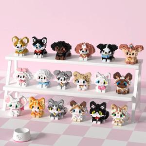 미니 귀여운 애완 동물 고양이 시리즈 귀여운 Ragdoll 샴 고양이 벽돌 코기 허스키 작은 마이크로 입자 어린이 개 빌딩 블록 장난감