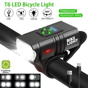 전면 자전거 라이트 USB 충전식 파워 디스플레이 자전거 LED 라이트 방수 자전거 헤드라이트 손전등 사이클링 액세서리