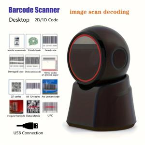2D 바코드 스캐너 데스크탑 전방향 자동 1D 2D QR 코드 데이터 매트릭스 PDF417 소매 슈퍼마켓용 바코드 리더 USB