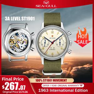 Seagull 1963 인터내셔널 에디션 남성용 기계식 시계, 파일럿 시계, ST1901 레트로 크로노그래프 손목시계, 공군 항공, 신제품