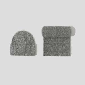 여성용 푹신한 알파카 울 비니 스카프 세트, 따뜻한 니트 모자, 투피스 겨울