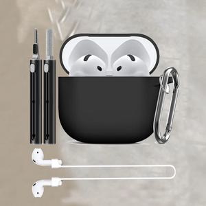 Apple AirPods 4 케이스용 실리콘 이어폰 케이스 후크가 있는 무선 헤드폰 이어버드 케이스