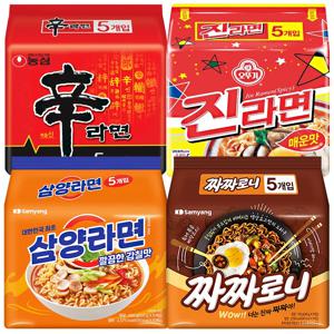 봉지라면 세트(삼양라면5개+짜짜로니5개+신라면5개+진라면매운맛5개)
