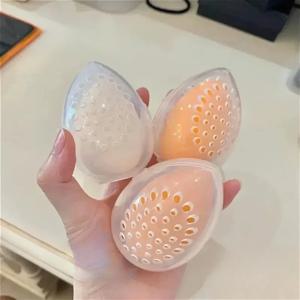 휴대용 화장품 계란 스탠드 보관 상자 미용 메이크업 스폰지 보관 케이스 퍼프 홀더 빈 화장품 투명 타원형 상자