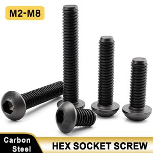 10-200pcs 육각형 육각 소켓 머리 나사 ISO7380 M2 M2.5 M3 M4 M5 M6 M8 검정색 등급 10.9 강철 단추 머리 알렌 볼트 나사