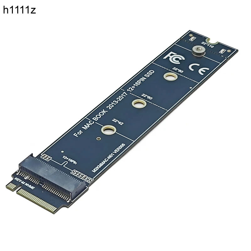 Macbook SSD 변환기 Macbook 2013 2014 2015 2017 A1465 A1466 12 + 6Pin SSD-M2 KEY-M NVME 라이저 카드 어댑터 22110 크기