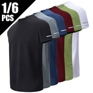 1/2/4Pcs 남성 여름 솔리드 컬러 믹스 앤 매치 반팔 젊은 남성의 느슨한 속건성 스포츠 러닝 셔츠 중년 T-