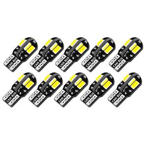 10개 W5W LED T10 캔버스 LED 전구 8개 5730 SMD 168 194 LED 실내 맵 돔 조명 자동차 클리어런스 라이트 주차 신호등