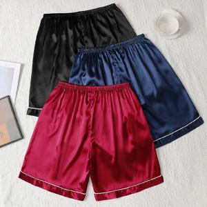3pcs 남성 캐주얼 느슨한 얇은 얼음 Sliky 섬유 직물 편안한 반바지 여름 파자마 반바지 남성 얼음 Sliky 섬유 직물 반바지