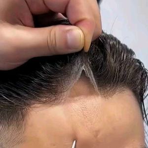내추럴 리얼 90% 밀도 모발 보철 시스템 초박형 0.02mm 스킨 베이스 헤어피스 투명 헤어라인 인모 남성 부분 가발