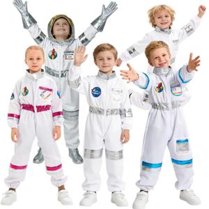 할로윈 우주 비행사 코스프레 의상 어린이 소년 소녀 점프 슈트 만화 공간 파티 우주인 복장 흰색 우주복 바디 슈트 의류