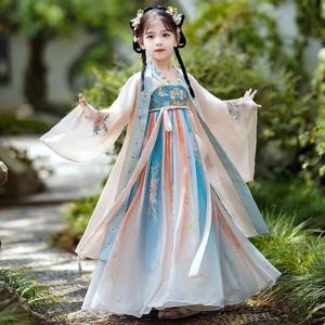 아기 소녀 드레스 당나라 의상 여름 공주 어린이 세트 복장 어린이 옷 Vestidos 중국어 긴 Hanfu 소녀 드레스 정장