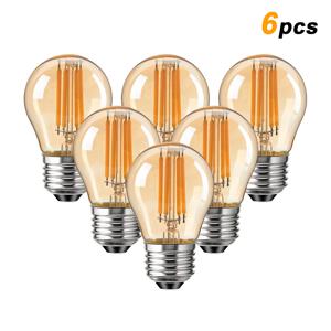 G45 4W 글로브 전구 앰버 유리 LED 필라멘트 E27 나사 베이스 220V 2700K 40W 동등한 복고풍 장식 디밍이 가능한 에디슨 전구