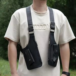 홈피쉬 더블 숄더 스트랩 전술 낚시 가방 방수 PU 다용도 포켓 야외 도난 방지 크로스바디 가방 다목적