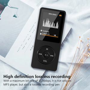 LCD 디지털 디스플레이가있는 휴대용 MP3 플레이어 FM 라디오 비디오 Hifi MP3 플레이어 전자 책 지원 Bluetooth 무손실 음악 플레이어