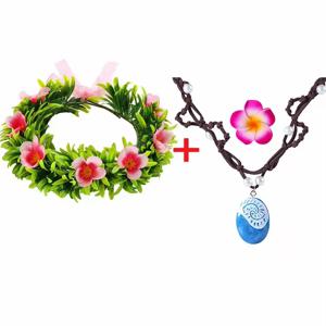 여자 모아 나 갈랜드 꽃 화환 머리 장식 어린이 성인 공주 의상 코스프레 Vaiana 꽃 머리 장식 가발