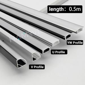 0.5M 2-30pcs Led 알루미늄 프로파일 채널 디퓨저 홀더 U/V/W 모양 블랙/실버 선형 라이트 바 천장 벽 코너 조명