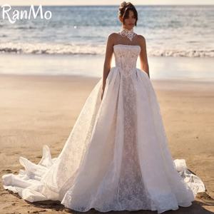 Ranmo 2025 신부를위한 세련된 연인 웨딩 드레스 민소매 a 라인 백리스 레이스 아플리케 Tulle Customized Plus Size