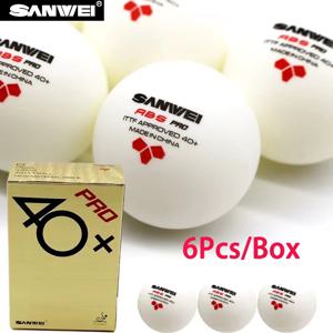 SANWEI ABS PRO 3-Star 40+ 탁구공 6개입/박스, 신소재 ITTF 승인, 시합 및 훈련용 심형 탁구공