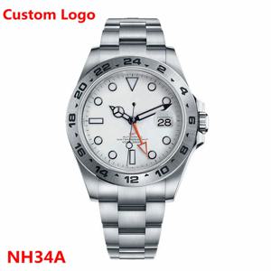 커스텀 럭셔리 39mm NH34 오토매틱 기계식 GMT 시계 풀 스틸 남성용 시계 사파이어 야광 방수 남성용 렐로즈 옴브레