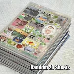 20pcs 무작위 빈티지 반짝이 스티커 투명 PET 컷 필름 Scrapbooking 데코 Kawaii 저널 스티커 어린이 선물