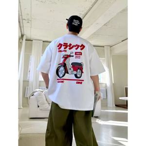 혼다 남성 및 여성 오토바이 티셔츠 여름 신차 로고 크루 넥 펑크 캐주얼 트렌드 레트로 반팔 탑