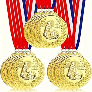 12pcs 골드 상 메달 아연 합금 라운드 우승자 보상 축구 경쟁 상금 상금 기념품 선물 스포츠에 대한 황금 메달