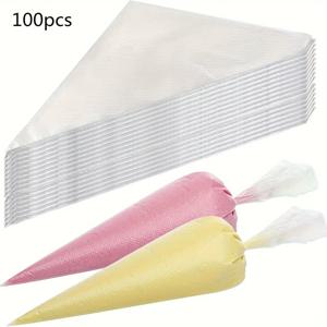 100개 일회용 페이스트리 백, 케이크 장식, 베이킹, 아이싱 및 공예용 추가 강력 및 누출 방지 파이핑 백 - 내구성 및 식품 안전