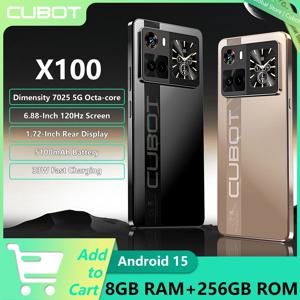 NEW Cubot X100 안드로이드 15 스마트폰 디멘시티 7025 5G 1.72인치 후면 디스플레이 64MP 메인 카메라 5100mAh 배터리 33W 고속 충전 NFC