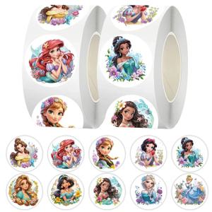 500PCS 만화 디즈니 공주 씰링 롤 스티커 귀여운 그래피티 방수 데칼 어린이 장난감 연필 상자 냉장고용