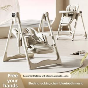 블루투스 기능이 있는 스마트 아기 식탁의자, 전동 흔들 의자 및 리클라이너, 신생아부터 유아까지 사용 가능한 6-in-1 접이식 다용도 식사 의자