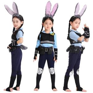 키즈 닉 주디 코스프레 판타지아 의상 소년 소녀 유니폼 귀여운 머리띠 롤 플레잉 의상 할로윈 카니발 파티 슈트