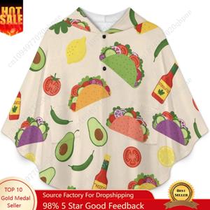 아늑한 플란넬 담요 스웨터, 재료가 있는 타코 패턴 포켓이 있는 오버사이즈 후드티 어린이와 청소년을 위한 후드티