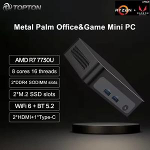 탑톤 메탈 팜 게이밍 미니 PC AMD 라이젠 7 7730U 5825U 5800U R5 7530U 5600U DDR4 NVMe 누크 미니 컴퓨터 윈도우 11 WiFi6 BT5.2