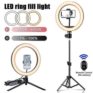 LED 셀카 링 조명 사진 촬영용 셀카 링 램프 USB 리모컨 조명 삼각대 스탠드 홀더 비디오 라이브 녹화용