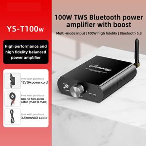 YS-T100W 미니 하이파이 클래스 블루투스 5.3 파워 앰프 보드 100W 모노 오디오 모듈 TWS 듀얼 모드 전송 부스트 앱 제어