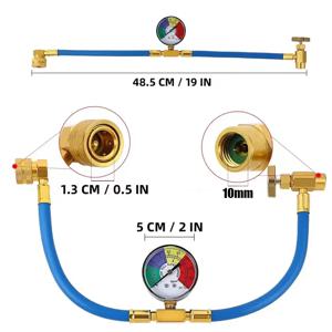 R134A 에어컨 냉매 가스 충전 호스 (압력계 포함) 자동차 에어컨 냉동 고무 충전 호스