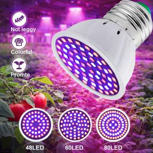 LED 성장등 전구 E27 220V 풀 스펙트럼 60/80LED 식물등 실내 정원 묘목 온실 수경재배 성장 텐트용