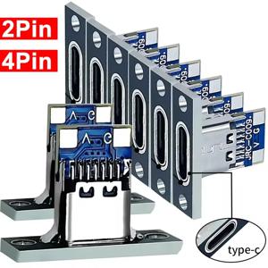 5/10/20PCS USB 잭 3.1 Type-C 2/4핀 암 커넥터 잭 데이터 충전 포트 소형 전기 충전 베이스 (고정 플레이트 포함)