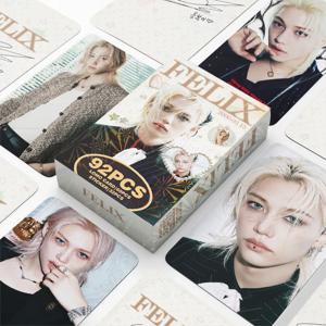 새로운 스트레이 키즈 92개 셀럽 카드 STR 펠릭스 포토 카드 SKZOO 펠릭스 스티커 양면 로모 카드 컬렉션 카드 팬 선물