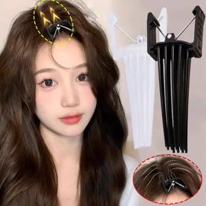 트렌디 아크릴 컬링 루트 헤어 클립 1/2개, 자연스러운 흔적 없는 하이 스컬 탑 플러피 헤어핀 헤어 컬러 콤 액세서리 세트