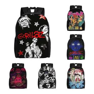 펑크 록 음악 Gorillazs 배낭 남성용 여성용 십대 고등학교 비즈니스 데이 팟 노트북 캔버스 가방 선물
