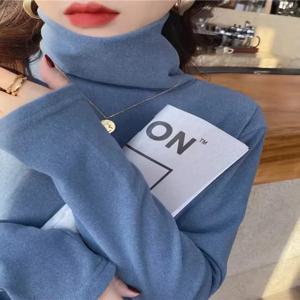 양털 안감 두꺼운 하이 칼라 베이스 셔츠 여성 가을 ​​겨울 새로운 스타일 세련된 양면 벨벳 터틀넥 두꺼운 탑