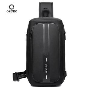 OZUKO 캐주얼 USB 충전 슬링백 남성용 다기능 크로스바디 백 도난 방지 어깨 메신저 백 남성 방수 가방