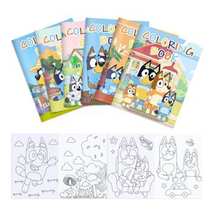6pce 블루이 블루 도그 DIY 컬러링북 휴일 파티 만화 다채로운 패브릭 반쪽짜리 그림책 그림책