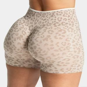 여성용 섹시한 레오파드 프린트 반바지 스포츠웨어 캐주얼 하이 웨이스트 이음매없는 요가 스타킹 여성 슬림 체육관 피트니스 러닝 짧은 바지